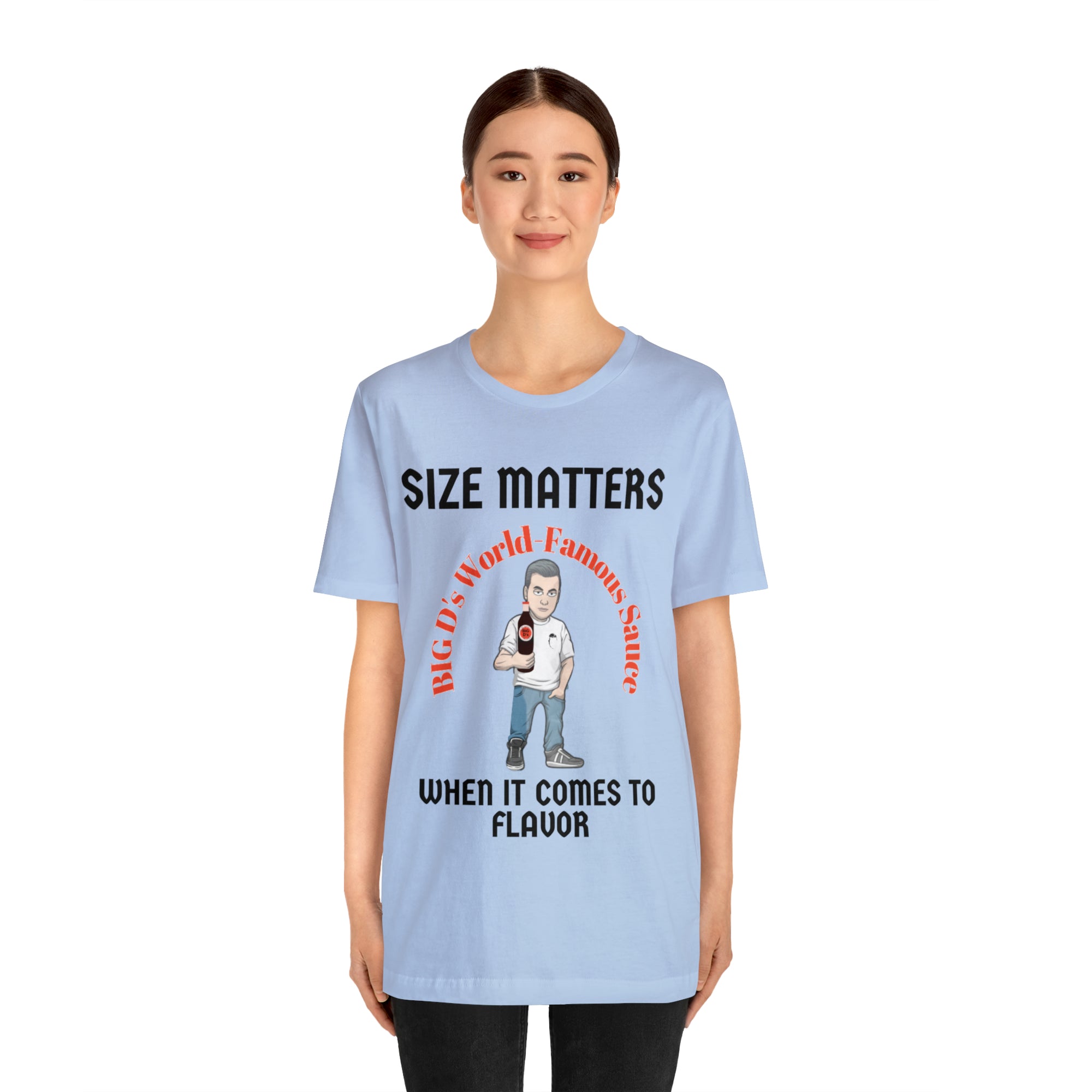 "Size Matters When It Comes to Flavor" Unisex Jersey Short Sleeve Tee