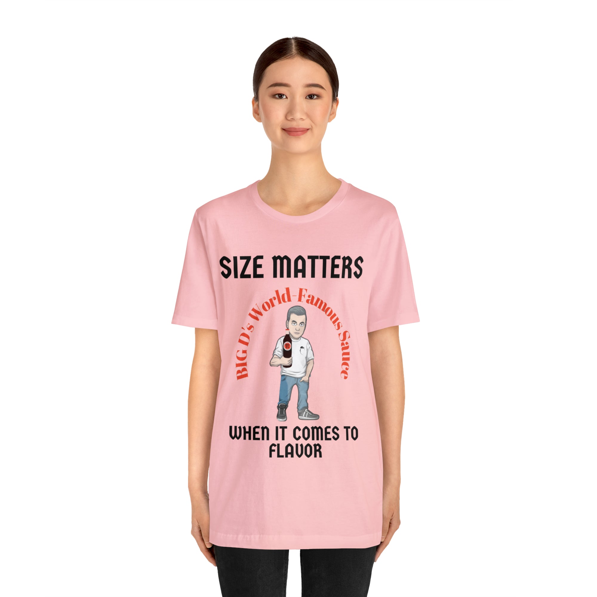 "Size Matters When It Comes to Flavor" Unisex Jersey Short Sleeve Tee