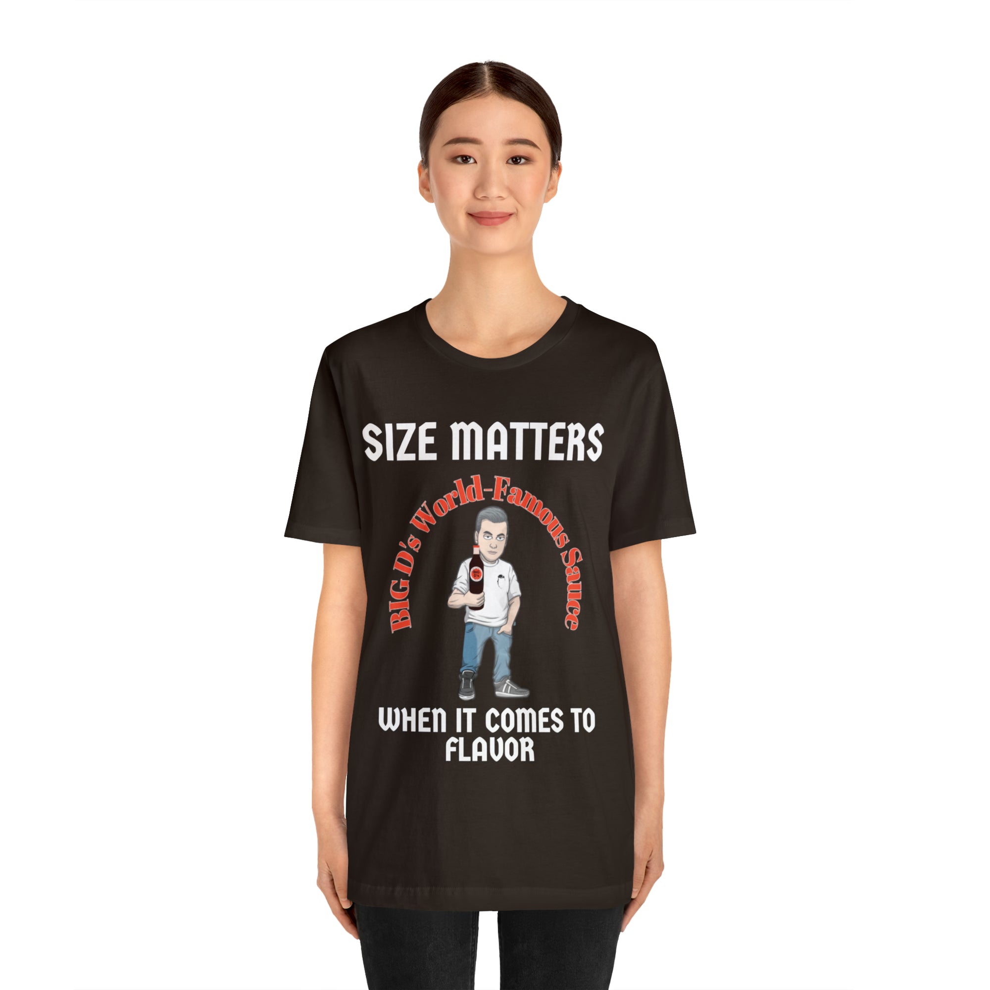 "Size Matters When It Comes to Flavor" Unisex Jersey Short Sleeve Tee
