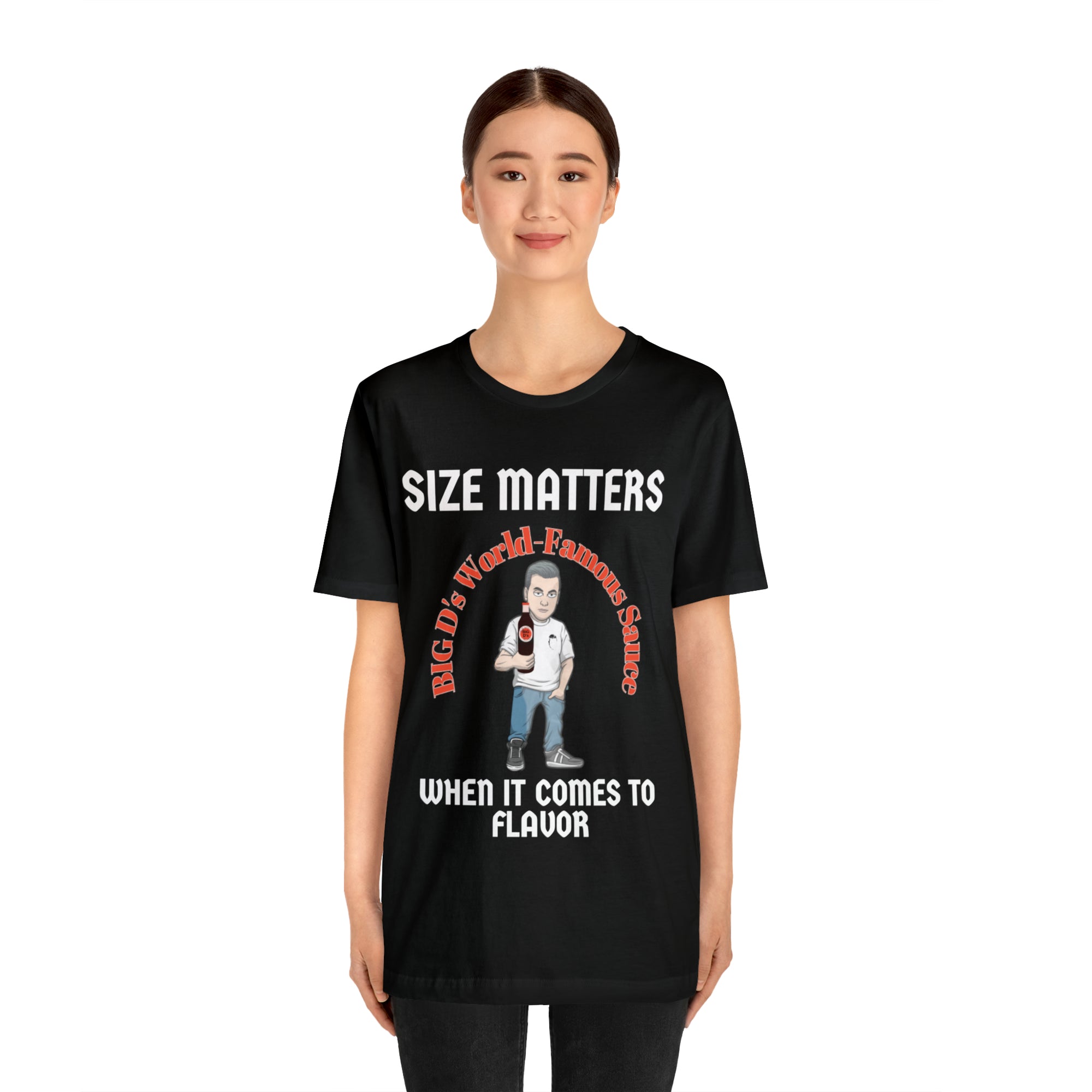 "Size Matters When It Comes to Flavor" Unisex Jersey Short Sleeve Tee