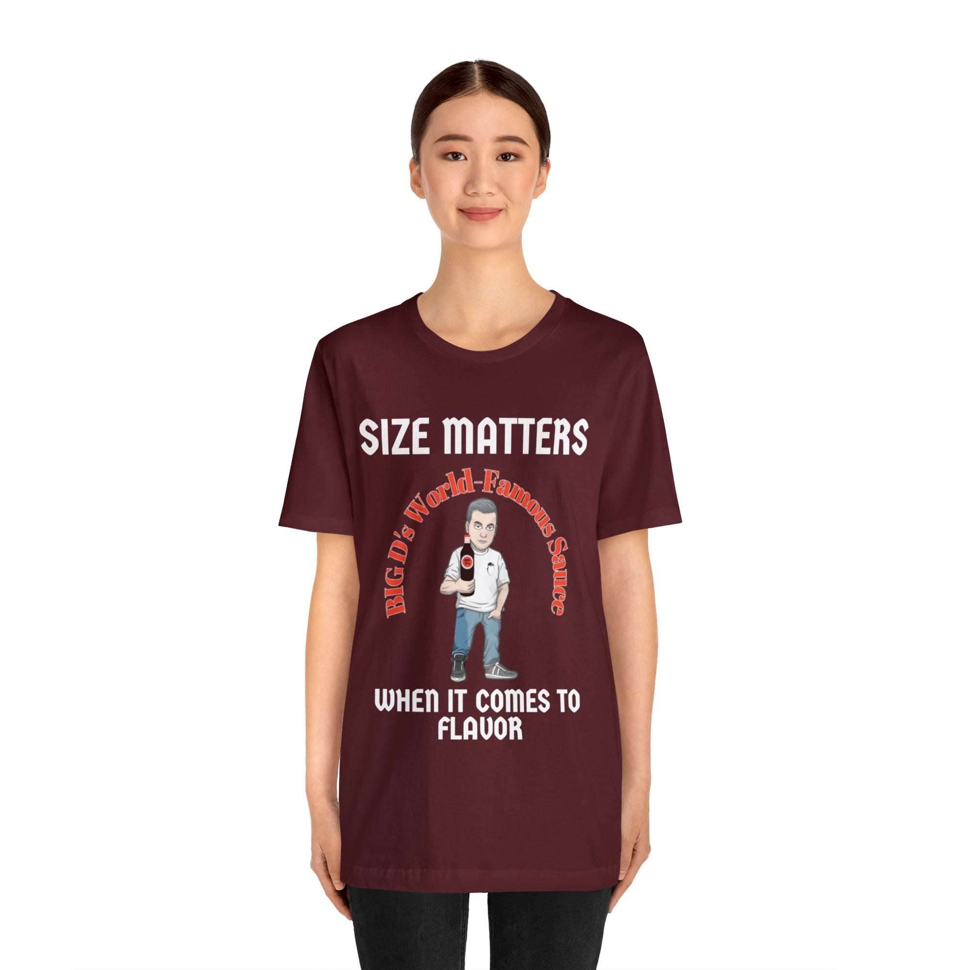 "Size Matters When It Comes to Flavor" Unisex Jersey Short Sleeve Tee