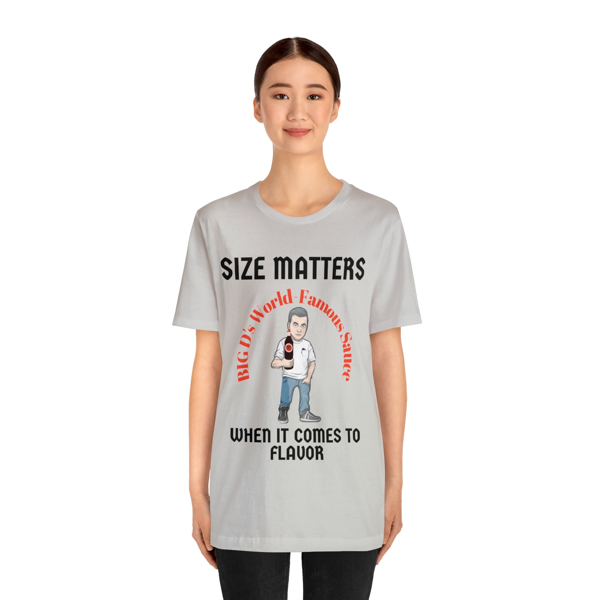 "Size Matters When It Comes to Flavor" Unisex Jersey Short Sleeve Tee