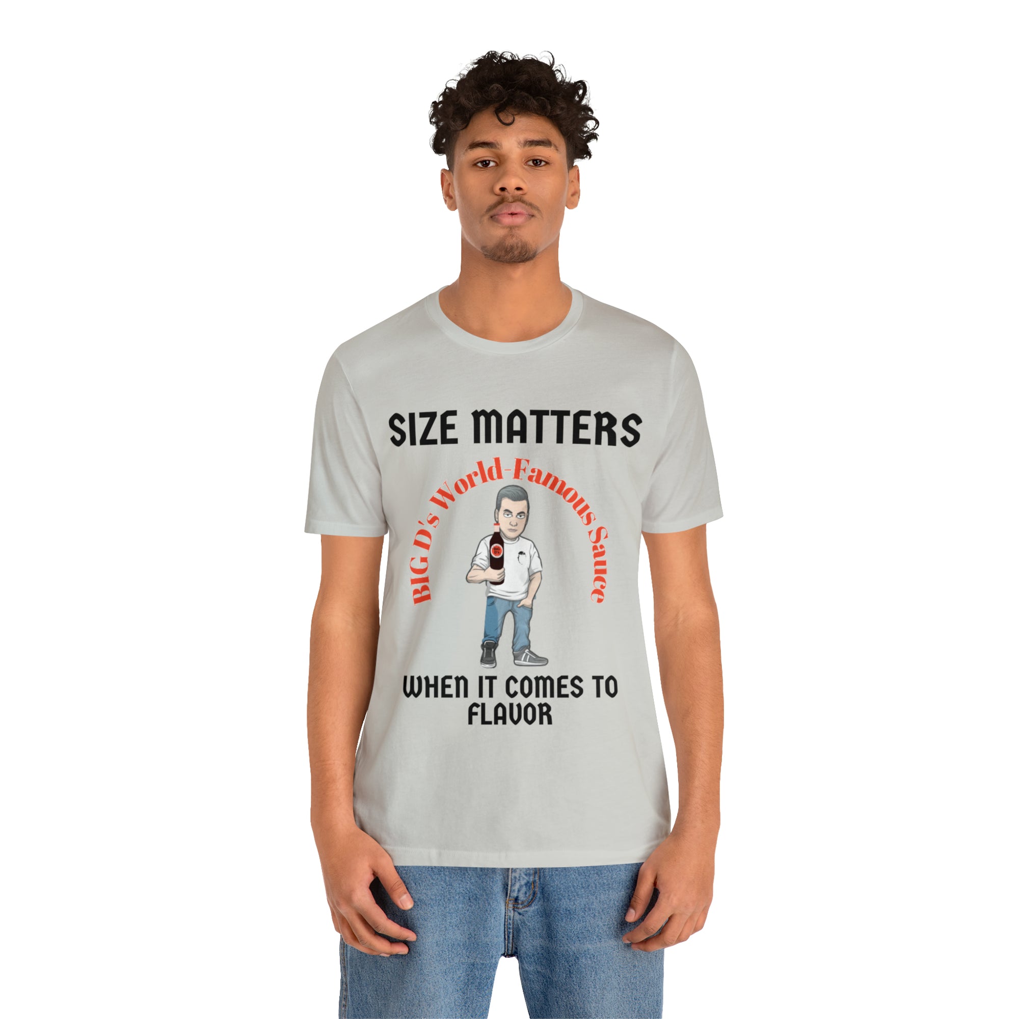 "Size Matters When It Comes to Flavor" Unisex Jersey Short Sleeve Tee