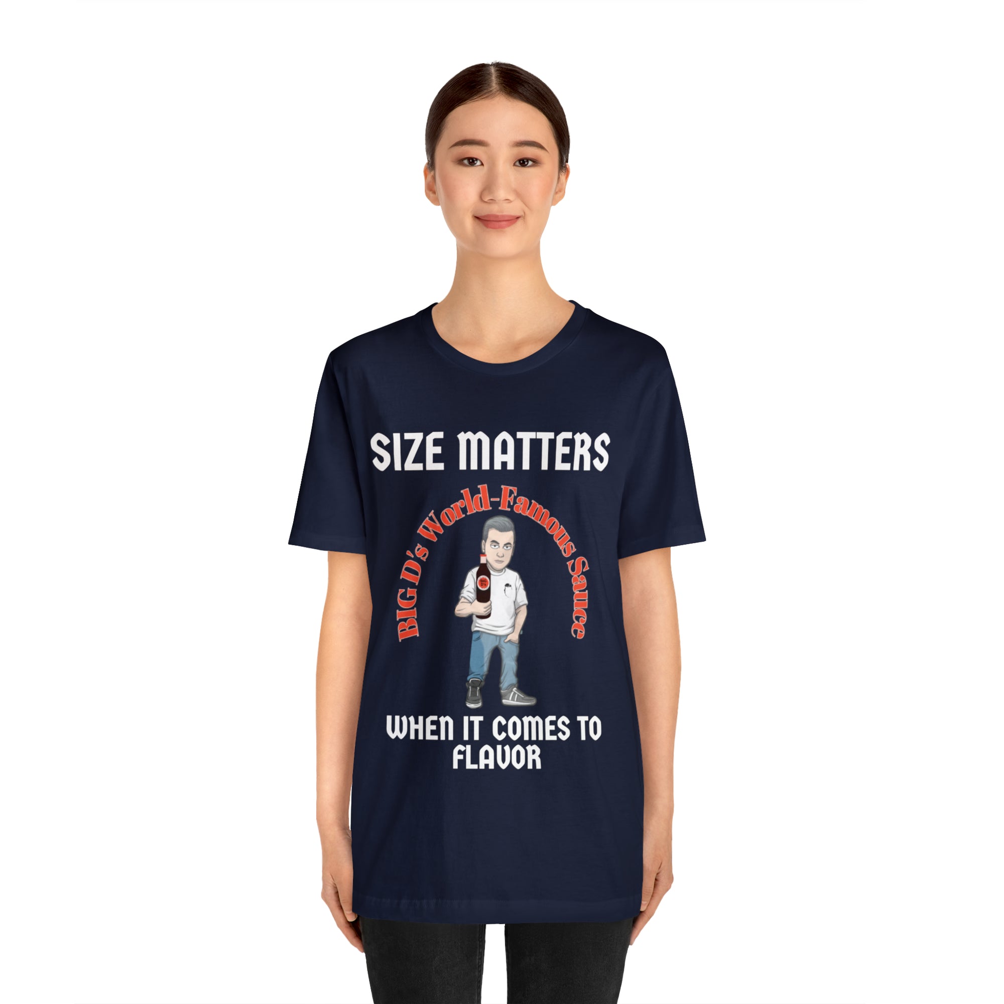 "Size Matters When It Comes to Flavor" Unisex Jersey Short Sleeve Tee
