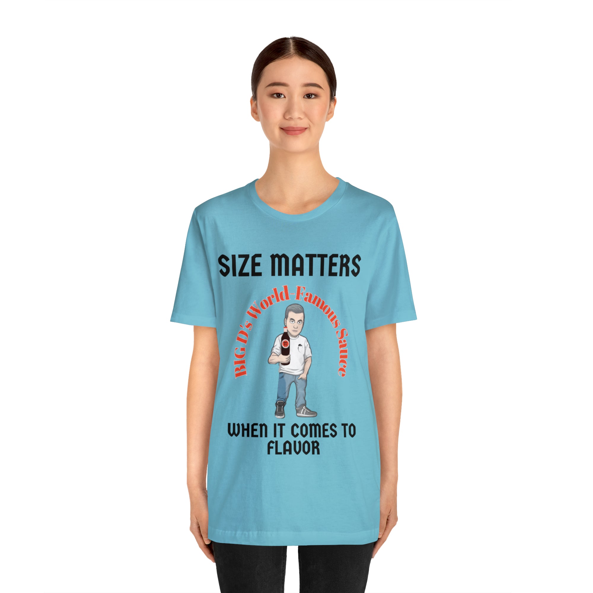 "Size Matters When It Comes to Flavor" Unisex Jersey Short Sleeve Tee
